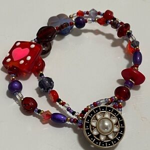 Purple and red Beaded Bracelet